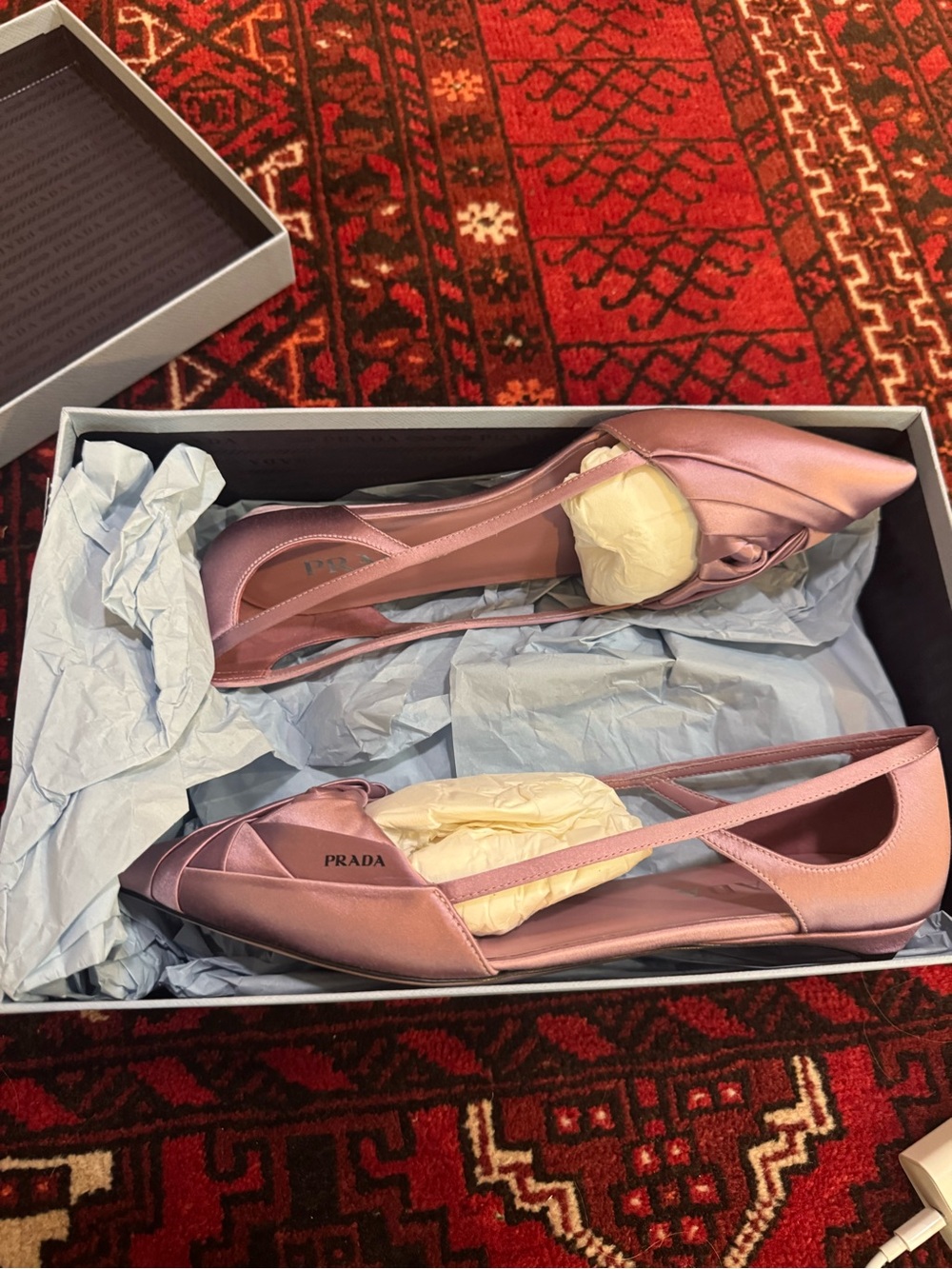 Prada Satin Rose Cutout Ballerina Flats NEW NIB - Picture 5 of 7